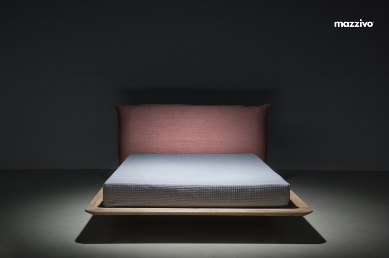 orig. NUVOLA Bett Design modern aus Massivholz mit Polsterkopfteil